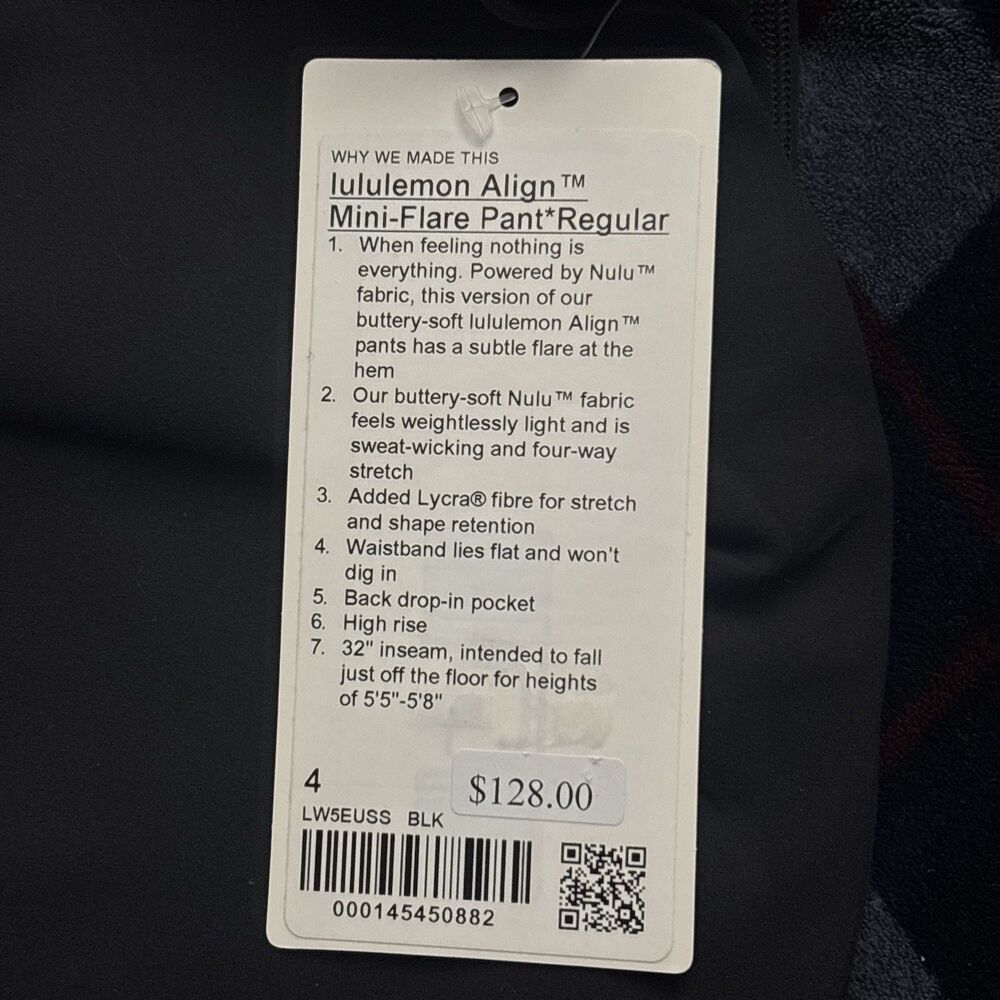 Lululemon Align High Rise Mini Flare Pant Regular Size 4 Color: Black New $128 - Picture 4 of 4